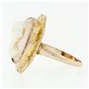Image 5 : Antique 10k Gold Carved White Stone Cameo Ring Hand Engraved Octagon Frame Halo
