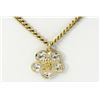 Image 2 : Chanel Gold-tone Metal CC Rhinestone Flower Pendant Necklace