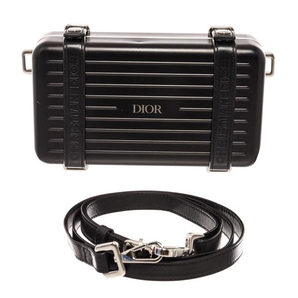 Christian Dior X Rimowa Black Aluminum Calfskin Leather Personal Clutch