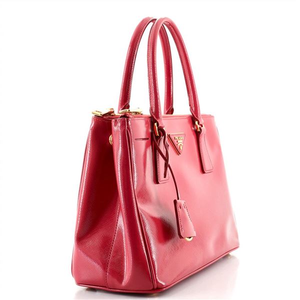 Prada Double Zip Lux Tote Vernice Saffiano Leather Mini