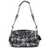 Image 1 : Chanel Black Gray Tweed Leather Camelia Shoulder Bag