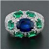 Image 2 : 18k Gold 6.93 ctw GIA & AGL Burma Sapphire Emerald Diamond Cocktail Statement Ri