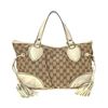Image 1 : Gucci Beige GG Canvas Leather Tribeca Tassel Shoulder Bag