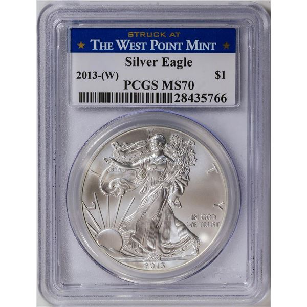2013-W American Silver Eagle .999 Fine Silver Dollar Coin PCGS MS70