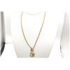 Image 1 : Chanel Gold-tone Metal CC Matelasse Quilt Logo Pendant Chain Necklace