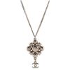 Image 2 : Chanel Silver Crystal Embellished Metal CC Cluster Pendant Necklace
