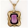 Image 5 : Victorian 8k Gold Octagonal Bezel Set Amethyst Solitaire Pendant Necklace