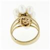 Image 6 : 14k Yellow Gold 0.12 ctw Round Single Cut Diamond & Oval Pearl Halo Cluster Ring