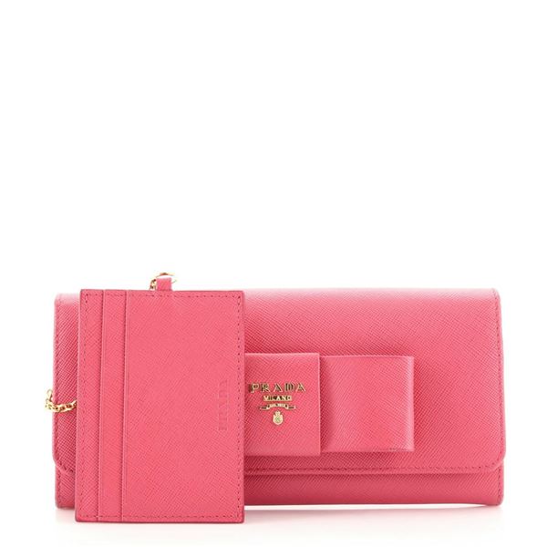 Prada Bow Flap Wallet Saffiano Leather Long
