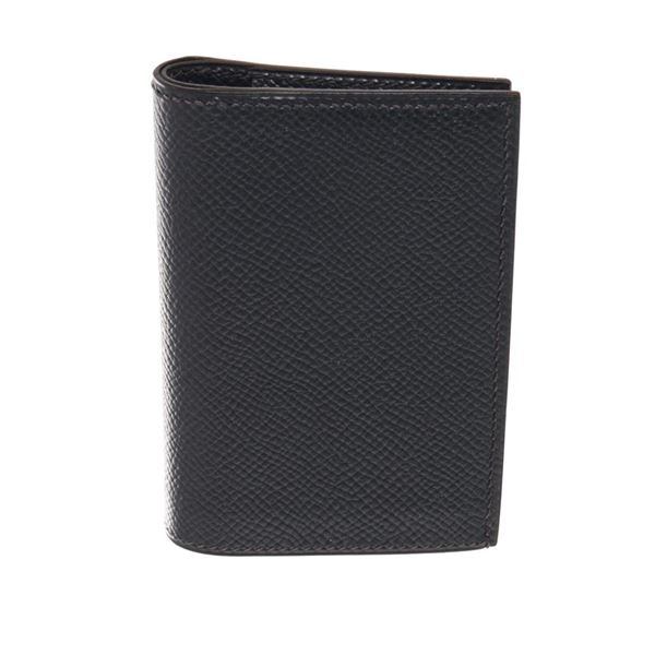 Hermes Black Leather Provence Two Fold Card Case