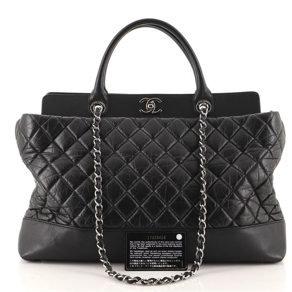 Chanel Be CC Tote Quilted Aged Calfskin Large