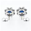 Image 5 : Sterling Silver Blue Crystal & CZ Halo Stud Earrings w/ 14k White Gold Posts
