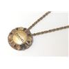 Image 2 : Chanel Gold-tone Metal Round Logo Pendant Chain Necklace