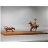 Image 1 : Marked Will BE 78 Hand Carved Roping Scene- 14"H X 41"W X 5.5"D