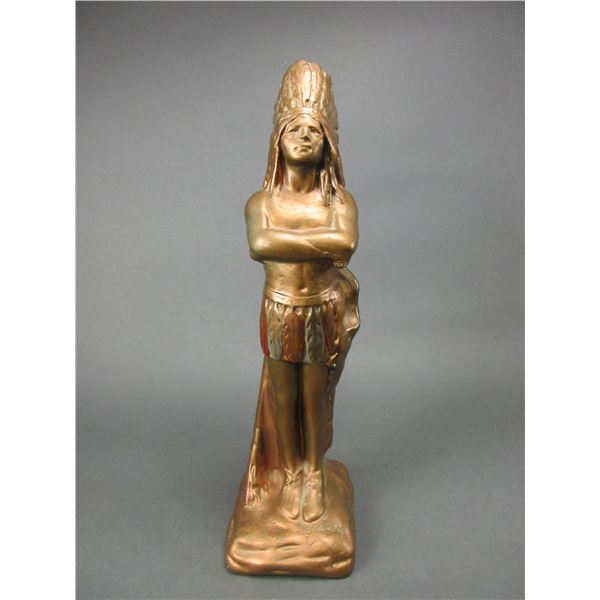 Chalkware Indian Statue- 16"H X 4" Base