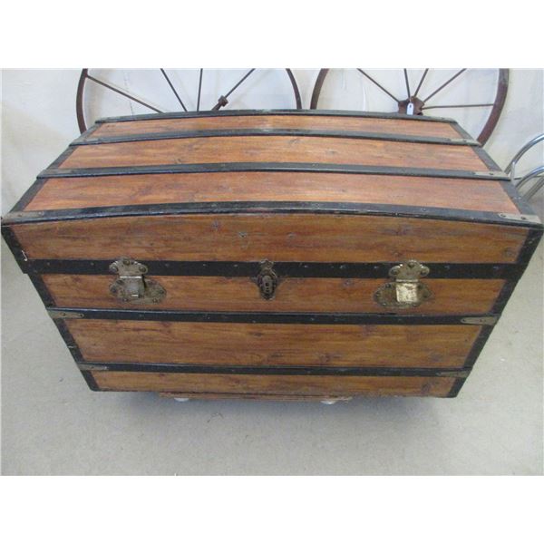 Antique Trunk With Tray- 23"H X 39"W X 21"D- Very Good Condition