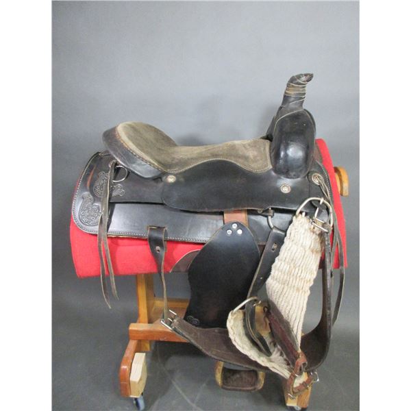 Numbered 1951 18 Saddle- 17.5" Padded Seat- Tooled- Good Sheepskin- Pad- Good Condition