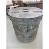 Image 2 : Early Round Iron Strong Box- Top Lifts Up For Storage- 20"H X 20"W