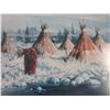 Image 3 : Signed Mark R Stewart 76 Print- "Winter Camp On Wind River"- 30" X 24"