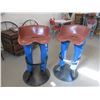 Image 1 : 2 Cast Iron Heavy Duty Cowboy Stools With Foot Rests- 39"H X 21"W