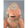 Image 2 : Terra Cotta Seated Mayan Pottery Figure- 14"H X 9"W- Looks Like A Piece Has Broken Off And Been Repa