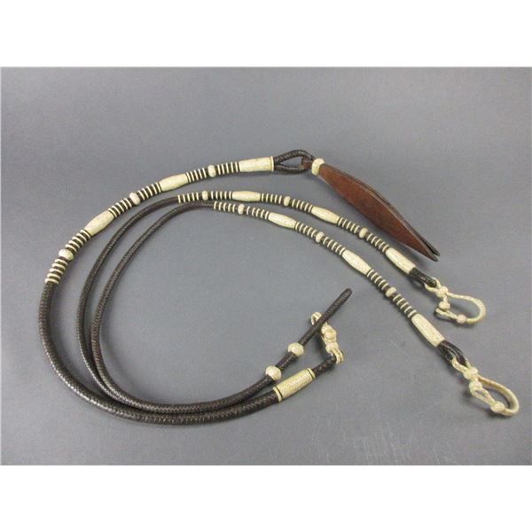 Rawhide And Leather Romal Reins With Popper- 7.5'