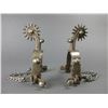 Image 1 : Marked E Garcia Silver Inlaid Harp Pattern Spurs- 1" Bands- 2.5" Shanks- 14 Point Rowels With Covers