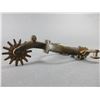 Image 5 : Marked E Garcia Silver Inlaid Harp Pattern Spurs- 1" Bands- 2.5" Shanks- 14 Point Rowels With Covers