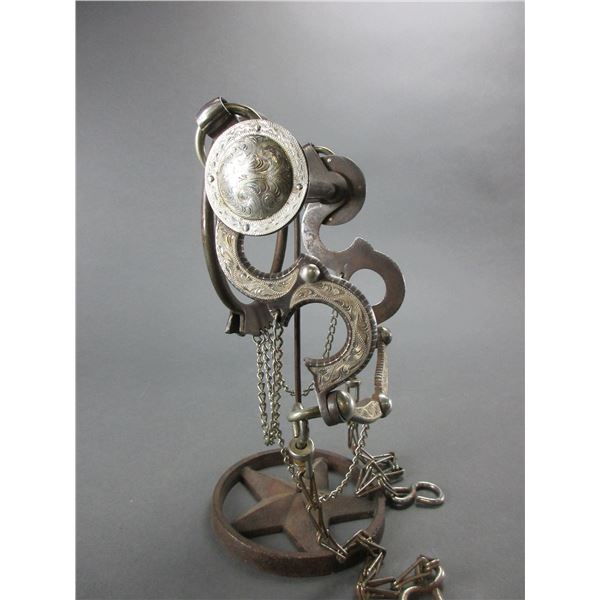 Unmarked Silver Inlaid Bit- Crescent Moon Cheek- Halfbreed Copper Inlaid Mouth- Slobber Bar- Rein Ch