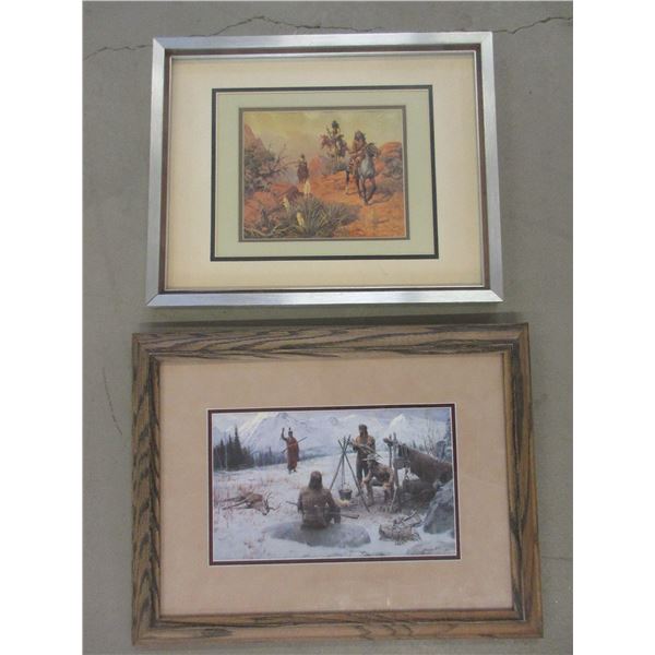 Mountain Man/Indian Print Signed John Scott- 16" X 13.5"- 3 Indian Print Signed Charlie Dye- 15" X 1