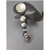 Image 2 : Unmarked Blacksmith Made Silver Overlaid Spurs- 1" Bands- 2.5" Shanks- 20 Point Rowels- Chap Guards-