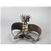 Image 2 : Unmarked Double Mounted Silver And Brass Transitional Spurs- .75" Bands- 2.5" Shanks- 10 Point Rowel