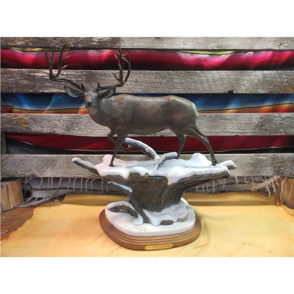 Marked Boyer 94 Mule Deer Bronze- "Silent Sultan"- 23"H X 21.5"W X 9.5"D- Like New Condition