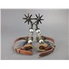 Image 1 : Transitional Double Mounted Silver Inlaid Spurs- .75" Bands- 2.25" Chased Shanks- 8 Point Rowels- Ch
