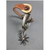 Image 3 : Transitional Double Mounted Silver Inlaid Spurs- .75" Bands- 2.25" Chased Shanks- 8 Point Rowels- Ch