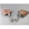 Image 1 : Unmarked GS Garcia Silver Inlaid Dandy Pattern Spurs- .8" Bands- 2.75" Shanks- 16 Point Rowels- Barr