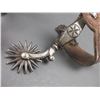 Image 2 : Unmarked GS Garcia Silver Inlaid Dandy Pattern Spurs- .8" Bands- 2.75" Shanks- 16 Point Rowels- Barr