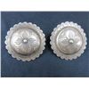 Image 1 : Marked (But I Can Not Read It) Coin Silver Conchos- Domed- Engraved- Scalloped- Loop Back- 2"...