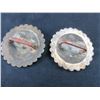 Image 2 : Marked (But I Can Not Read It) Coin Silver Conchos- Domed- Engraved- Scalloped- Loop Back- 2"...