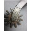 Image 3 : Marked Powder River Silver Overlaid Spurs- .8" Bands- 2.5" Shanks- 12 Point Rowels- Straps- Good Con