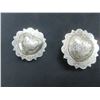 Image 1 : Marked F Schultz Sterling Heart Loop Back Conchos- 1.5"- Domed- Engraved- Scalloped- New Condition