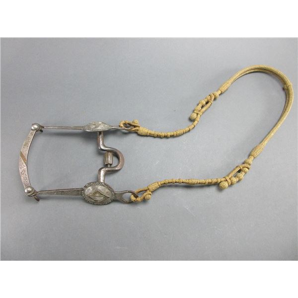 Rawhide Headstall Attributed To Luis Ortega- Great Condition- Unmarked Silver And Brass Overlaid Bit