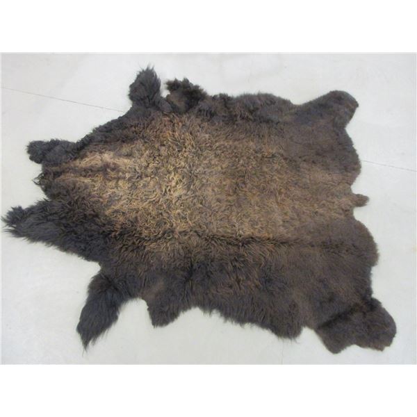 Winter Prime Tanned Buffalo Bull Hide From Livingston MT- 84" X 62"- Very Good Condition