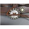 Image 2 : Old Dotted Headstall With Mother Of Pearl Accents- Two 1.5" Slotted Conchos- Anchor Marked Buckles- 