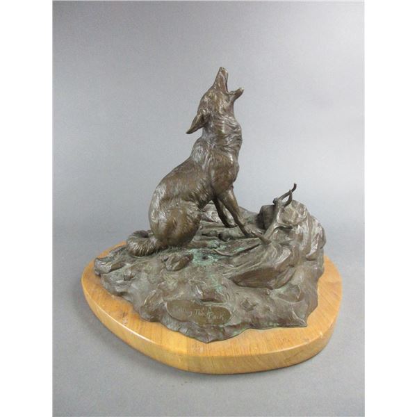 Marked Clark Bronson 1978 Bronze- "Calling The Pack"- 36/53- 13.5"H X 16"L X 14"D- Very Good Conditi