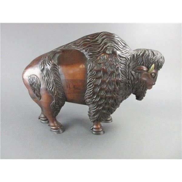 Iron Wood Carved Buffalo- 16"H X 20"L X 6"D- Like New