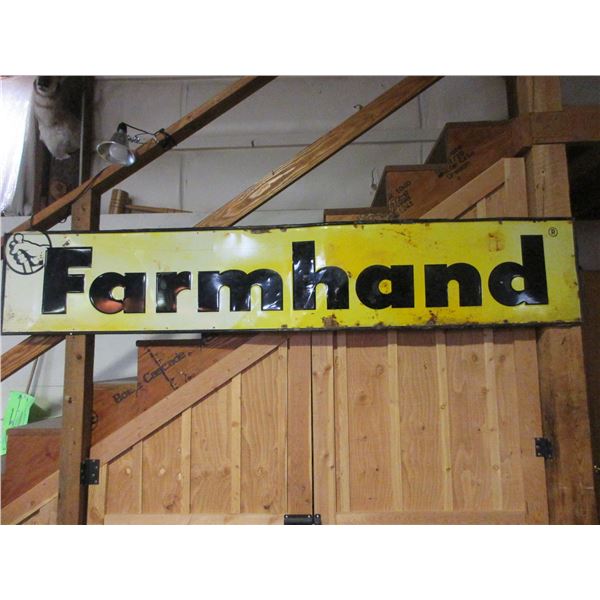 Farmhand Metal Sign- Grace Sign Co St. Louis Mo 54- 96" X 18"- Rough Condition