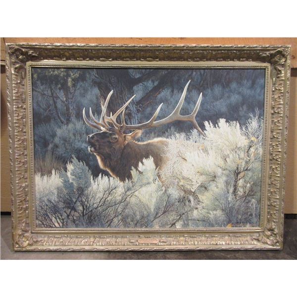 Signed Brenders 1999 Print- "Indian Summer- Bugling Elk"- 32/250- Certificate Of Authenticity- 51" X