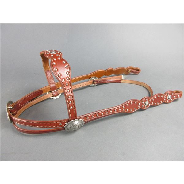 Marked Bridle Horse Gear Dotted Headstall- Brad Cameron Corvallis, MT- Hansen Silver- 10 Pieces Of S