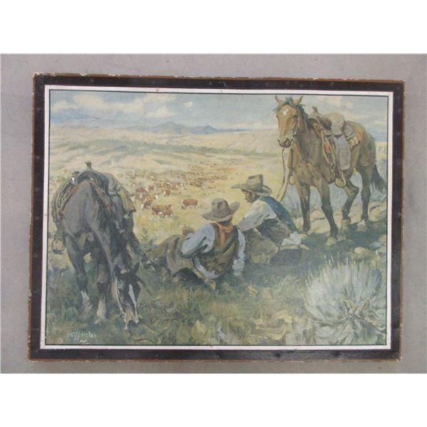 Illegible Name With A Rocking Horse Mark Cowboy Print- 29  X 22 